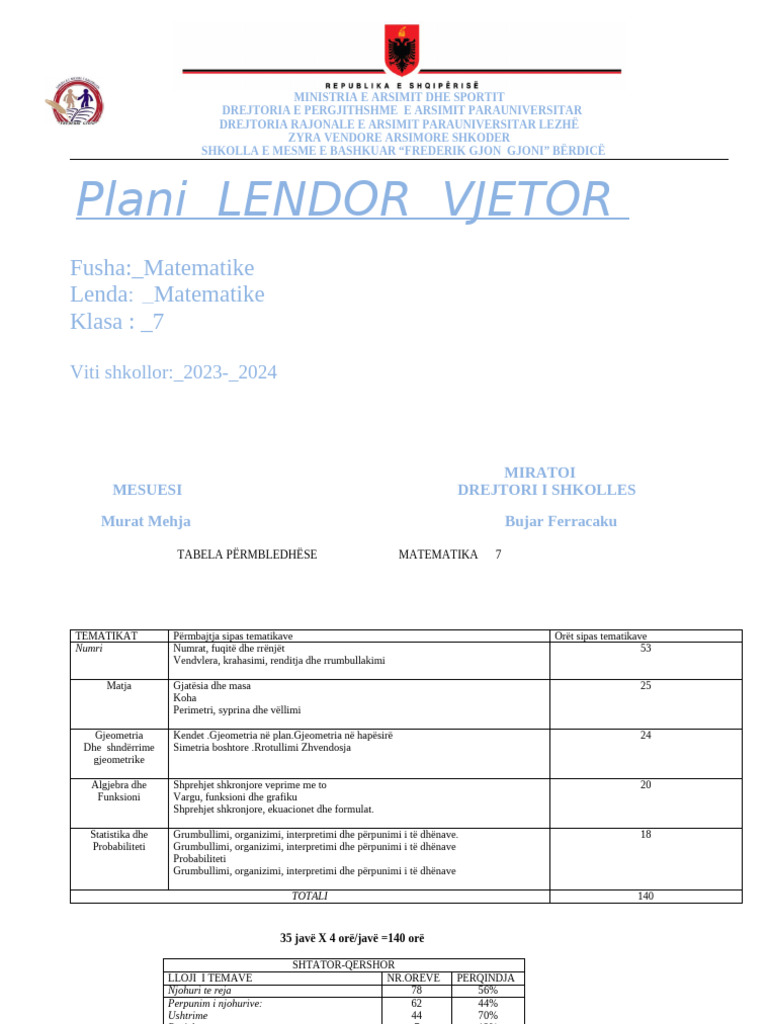 Format Plani Lendor | PDF