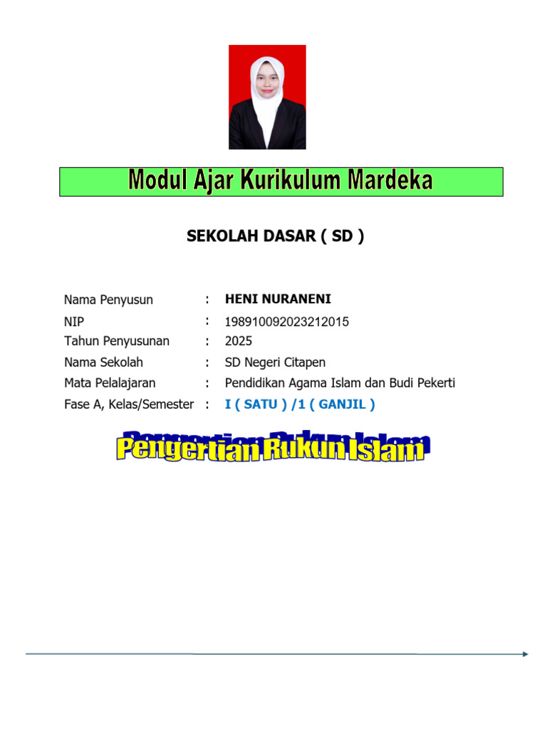 Modul Rukun Islam Kelas 1 SD | PDF