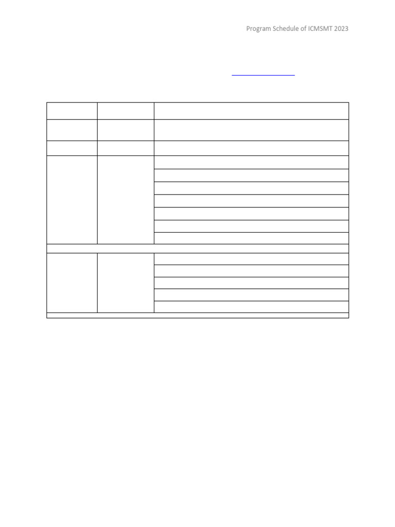 Tentative Program Schedule ICMSMT 2023 | PDF | Concrete | Construction ...