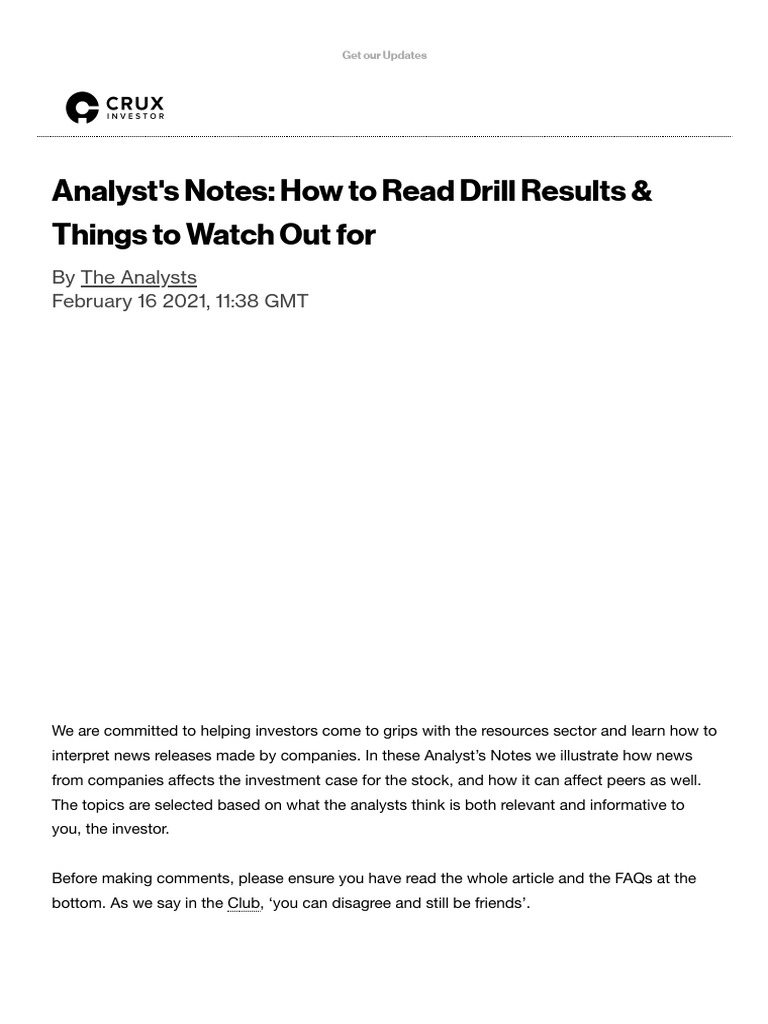 Interpreting Drill Results for Investors | PDF | Gold | Investing