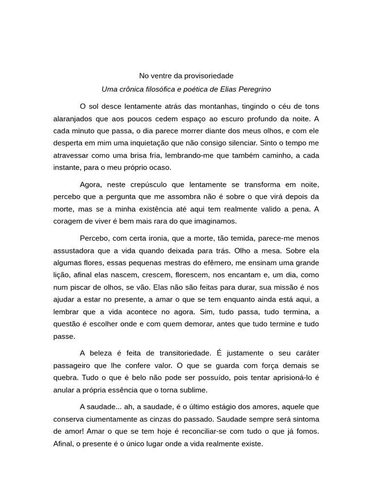 Reflexões sobre a Vida e a Transitoriedade | PDF | Amor | Tempo