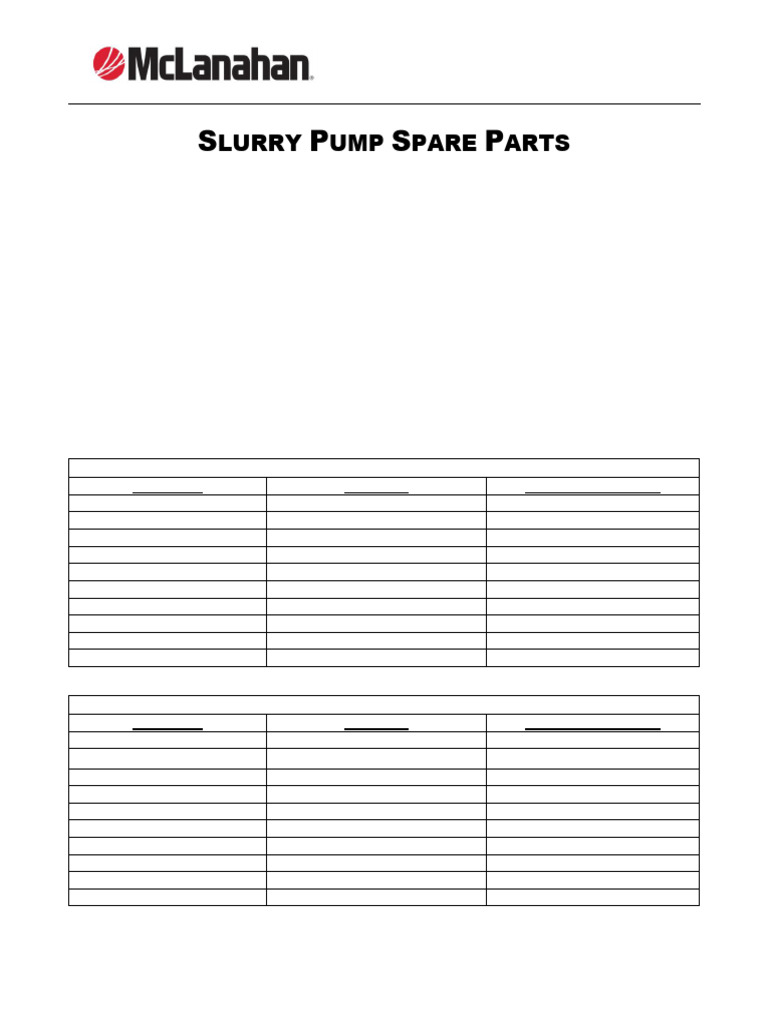 Slurry Pump Spare Parts Guide | PDF | Pump | Turbomachinery
