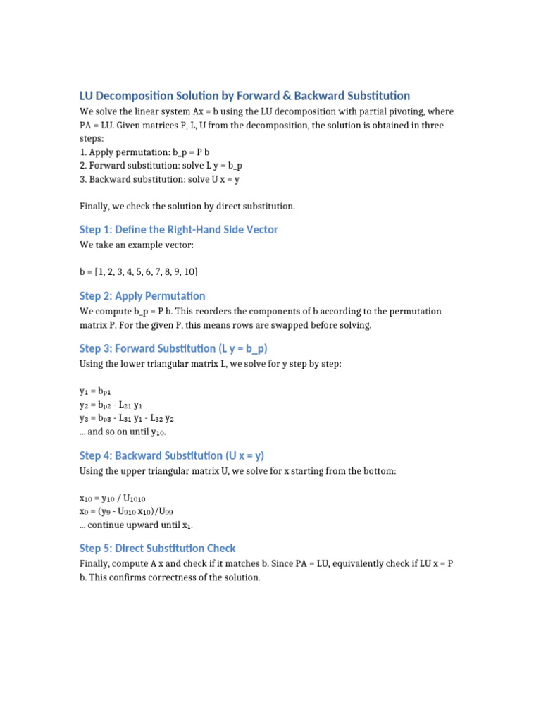 LU Decomposition Solution | PDF