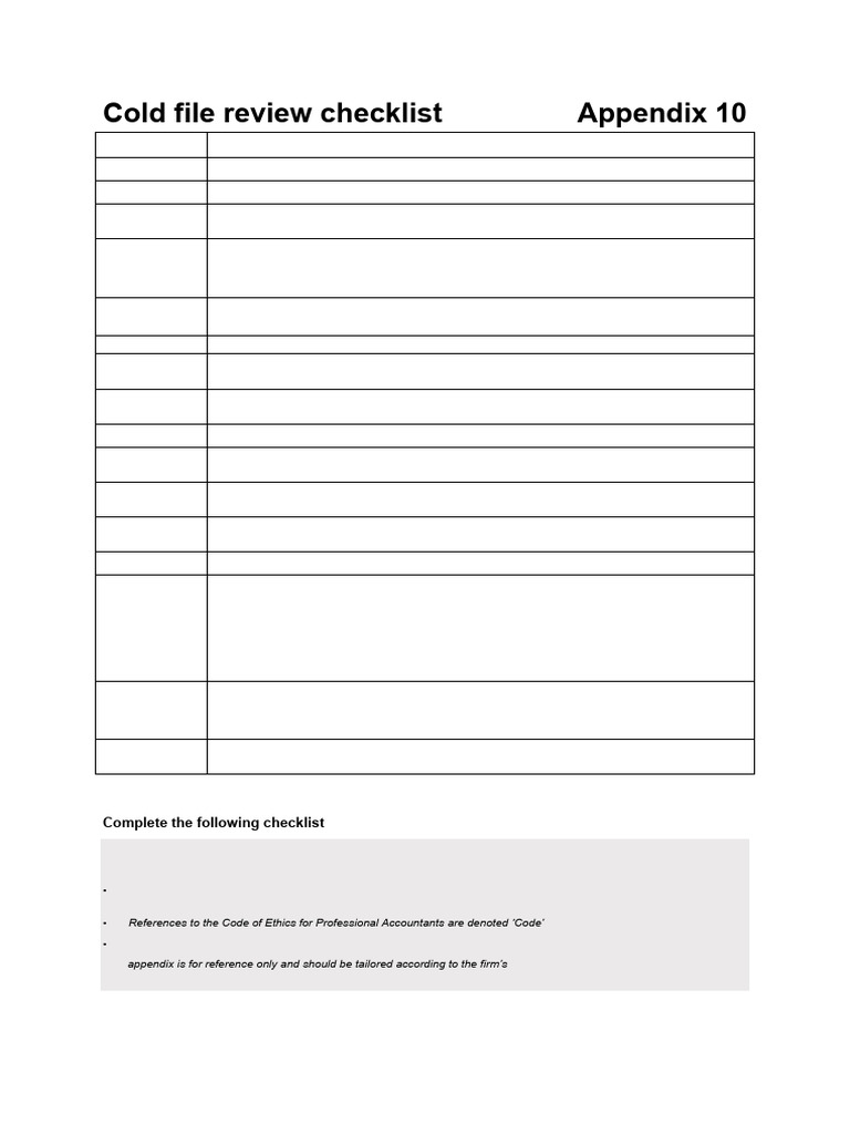 Cold File Review Checklist for Auditing | PDF | Audit | Internal Control