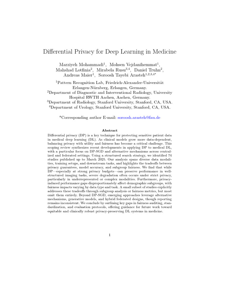 Differential Privacy For Deep Learning in Medicine | PDF | Systematic ...