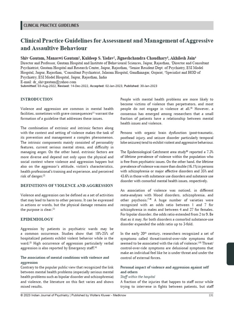 Clinical Practice Guidelines For Assessment And.7 | PDF | Mental ...