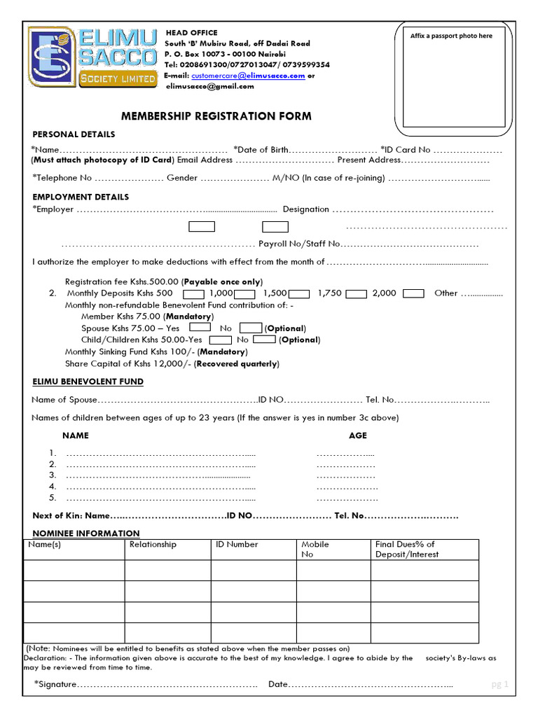 Membership Application Form | PDF | Board Of Directors | Interest
