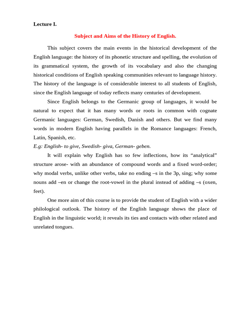 History and Development of English Language | PDF | English Language ...