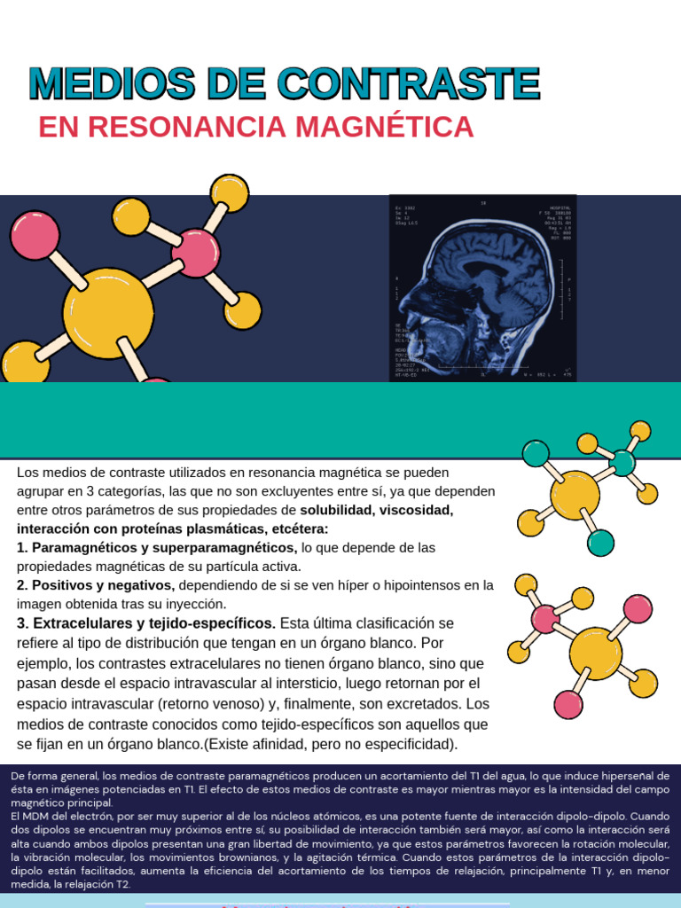 Medios de Contraste en Resonancia Magnética | PDF | Hepatocito | Magnetismo