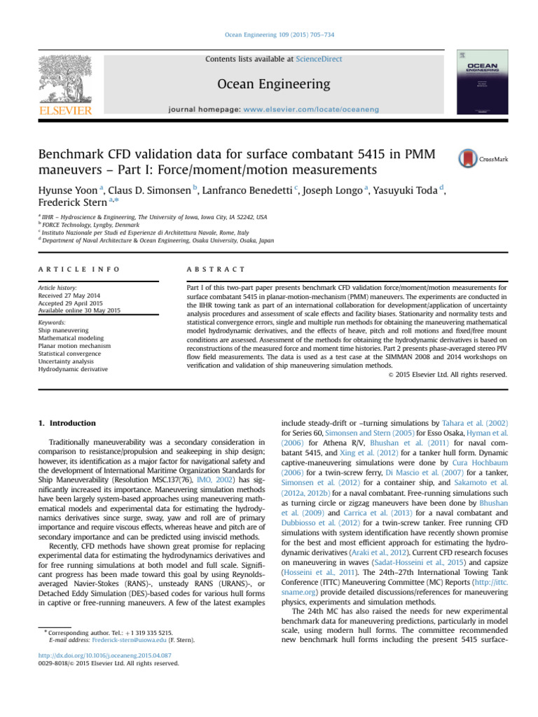 Benchmark CFD Validation For DTMB Maneuvering | PDF | Fluid Dynamics ...