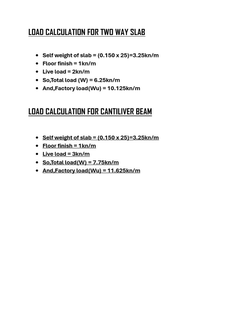 Load Calculations for Slabs and Beams | PDF
