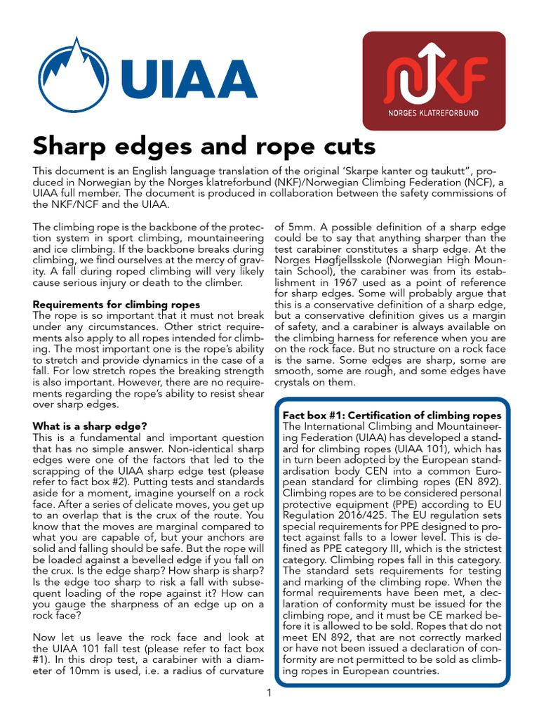 Climbing Rope Safety: Sharp Edges Explained | PDF | Rope | Mountaineering