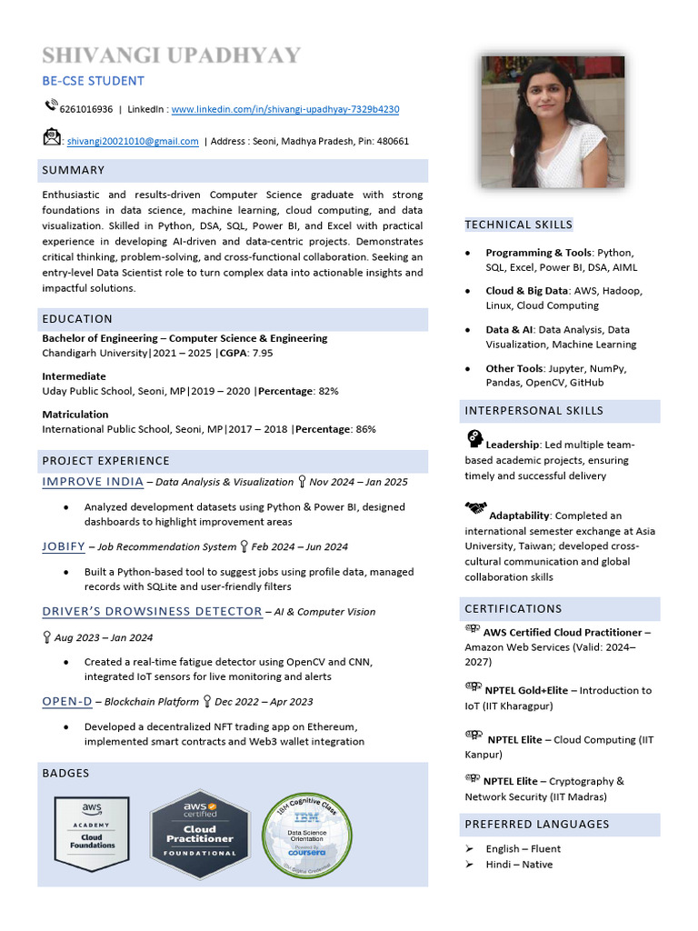 Computer Science Graduate Profile | PDF | Internet Of Things | Amazon ...
