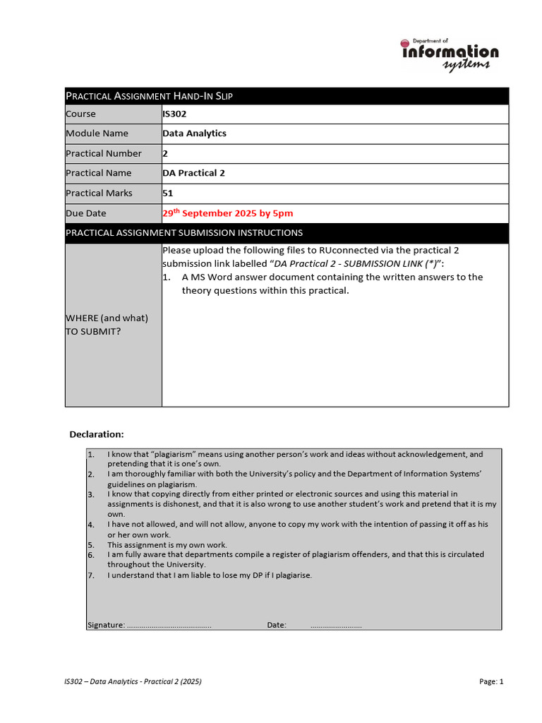 IS302 Data Analytics Practical 2 Guide | PDF | Information Science ...