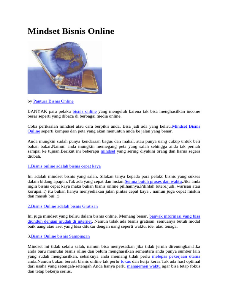 Mindset Sukses Bisnis Online yang Tepat | PDF