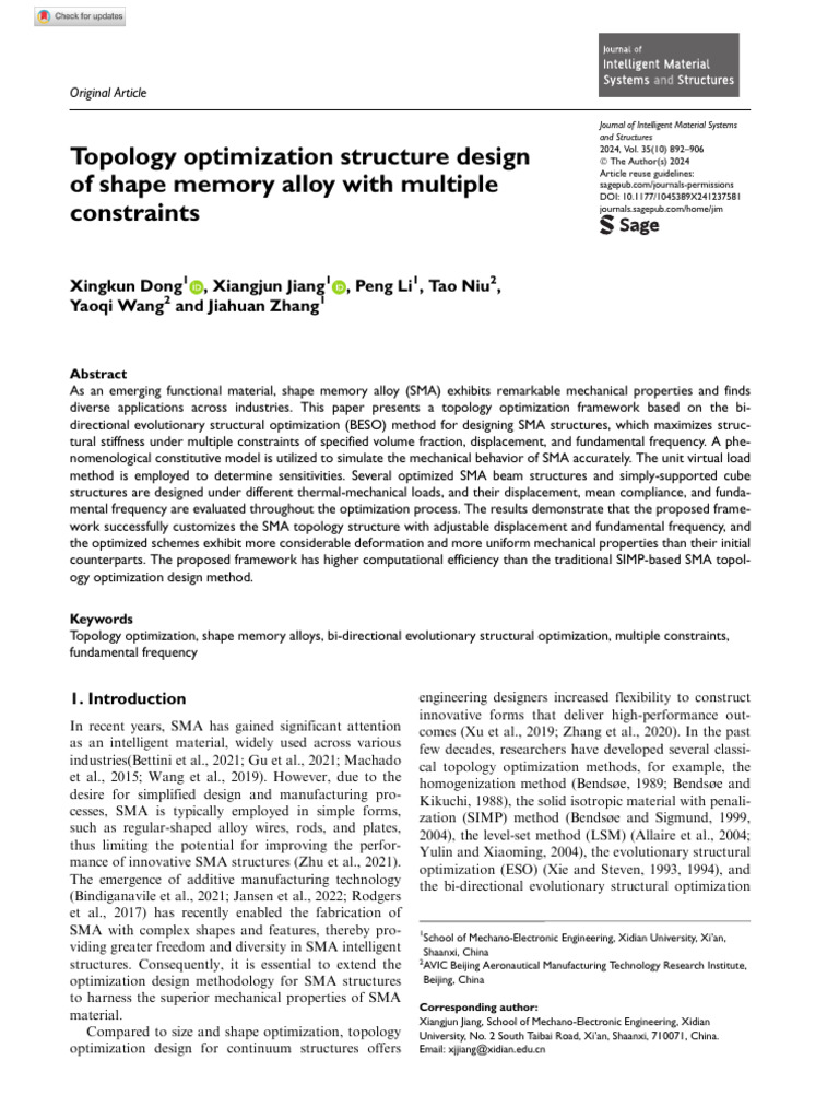 Dong Et Al 2024 Topology Optimization Structure Design of Shape Memory ...
