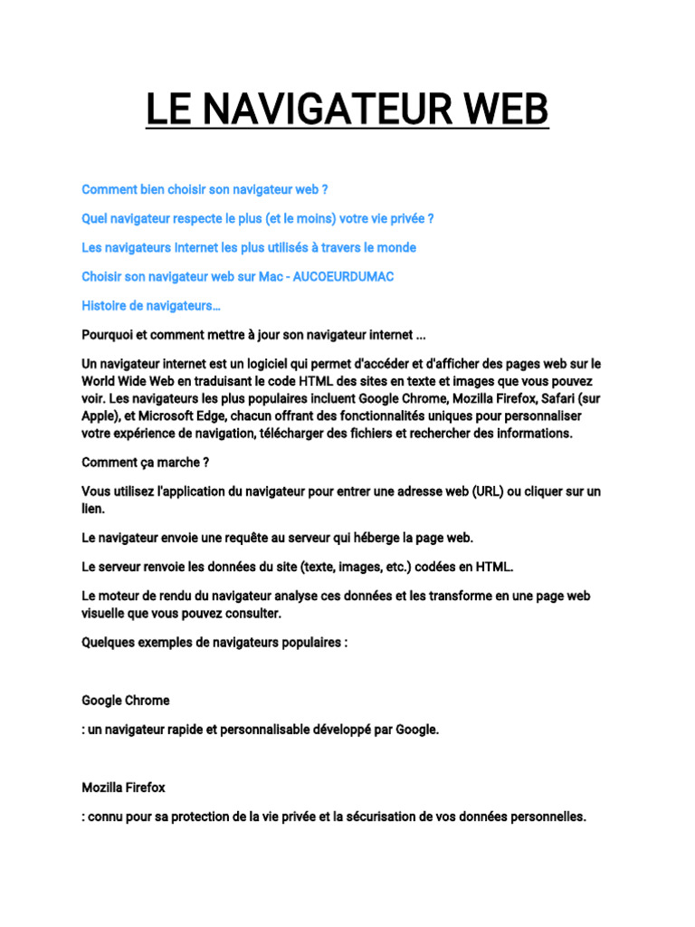 Choisir le meilleur navigateur web | PDF