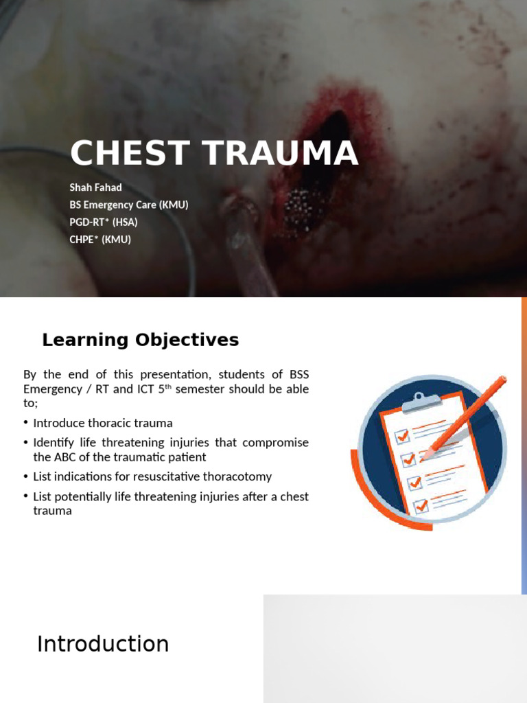Chest Trauma Lec 01 New | PDF | Major Trauma | Thorax