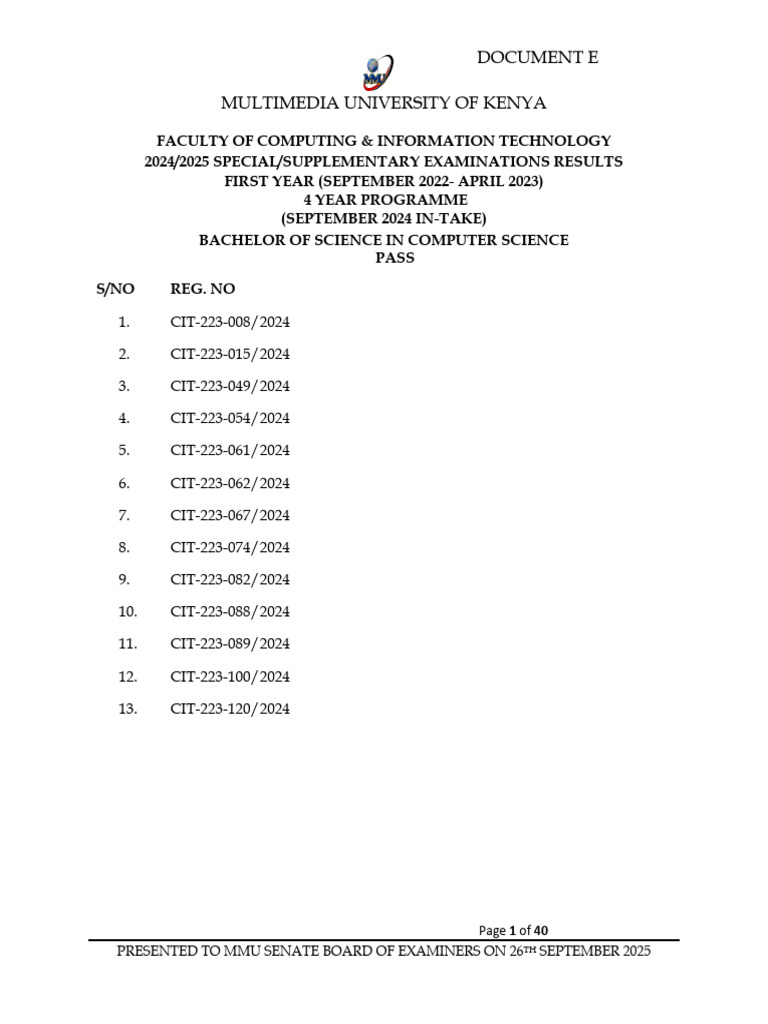 MMU Computer Science Exam Results 2025 | PDF | Computer Programming ...
