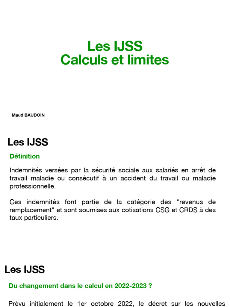 Calcul et limites des IJSS en 2023 | PDF | Congé maladie | Salaires