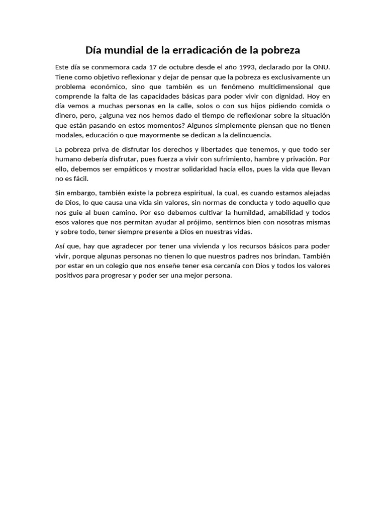 Día Mundial de La Erradicación de La Pobreza | PDF