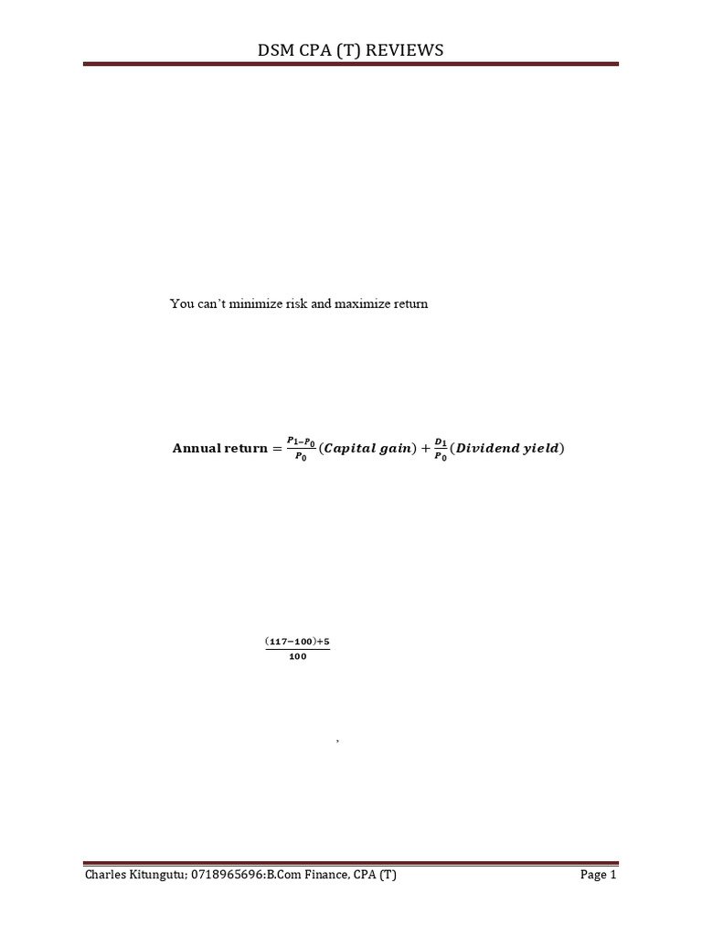 Risk and Return Analysis in Investments | PDF | Financial Risk ...