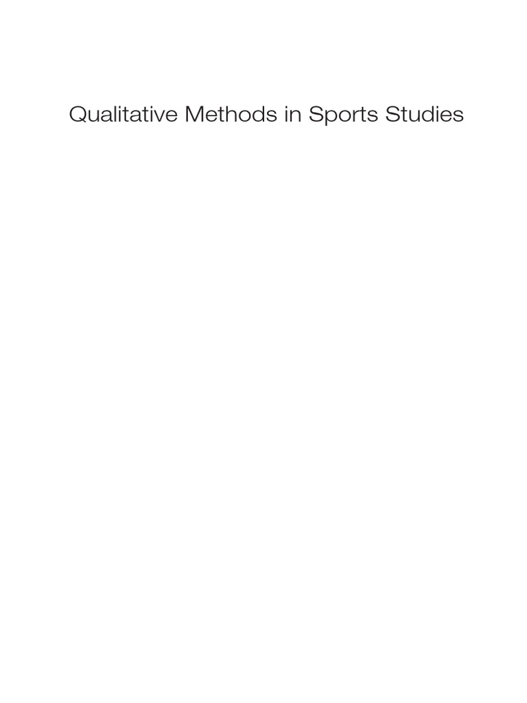Qualitative Methods in Sports Studies | PDF | Positivism | Methodology