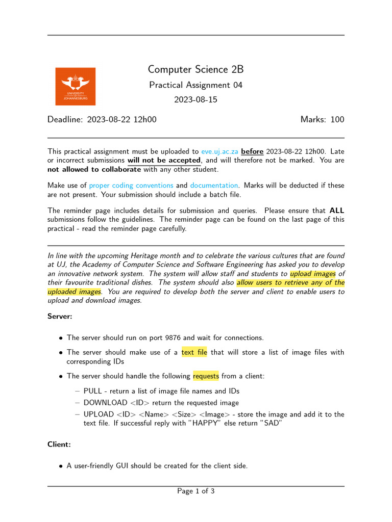 UJ Computer Science Image Upload System | PDF | Server (Computing ...