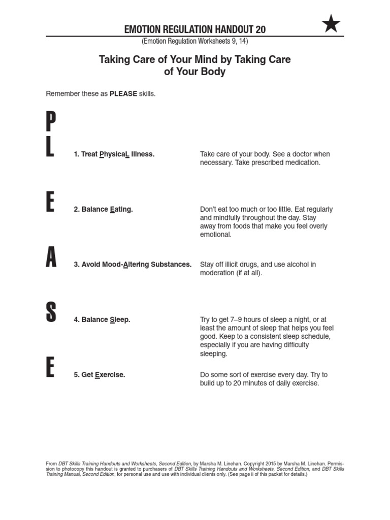 Emotion Regulation: PLEASE Skills Guide | PDF