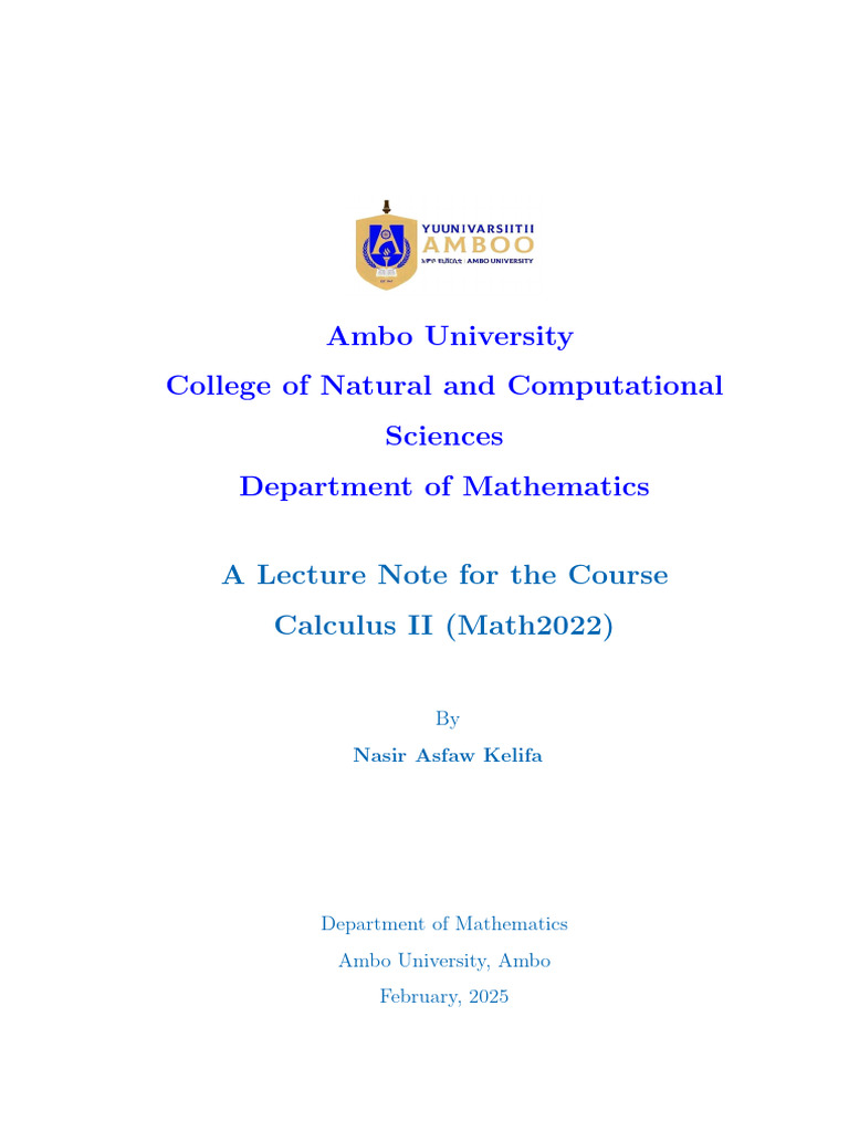 Lecture Notes - Calculus II (For Maths and Physics) - 2 | PDF ...