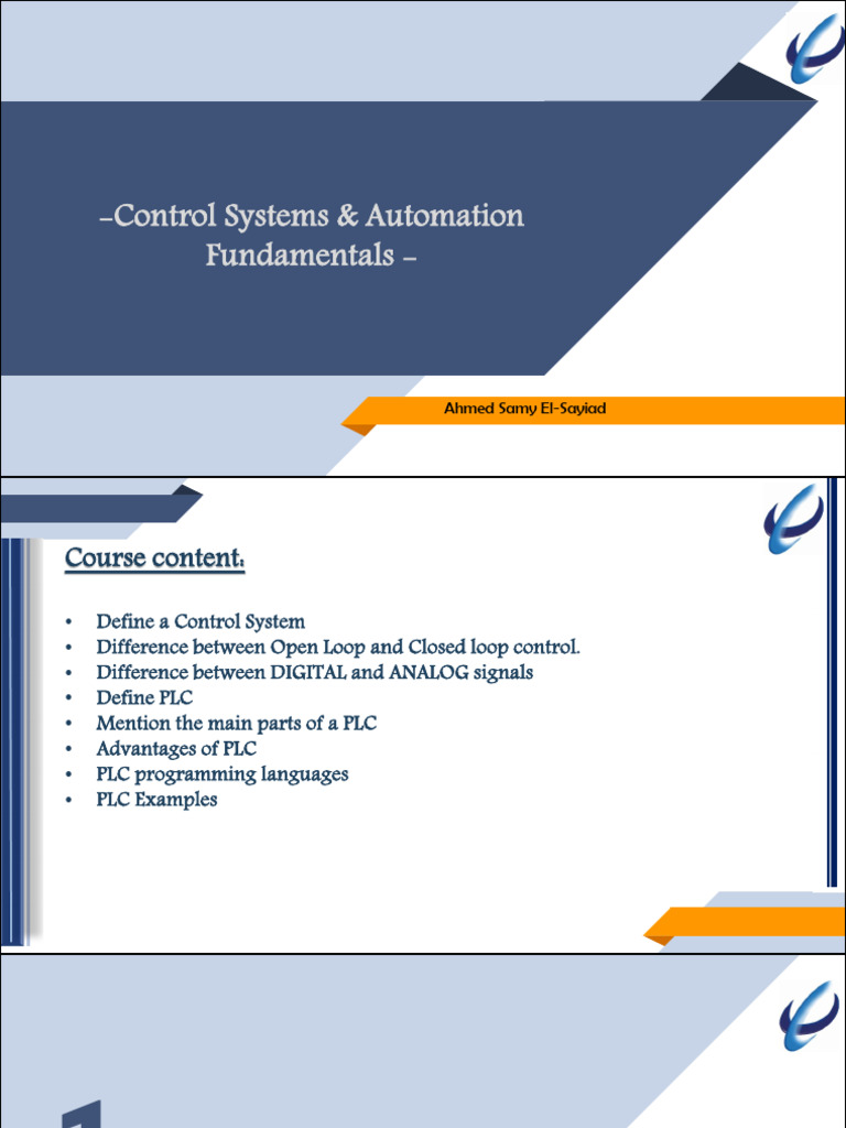 Control Systems & PLC Fundamentals | PDF | Programmable Logic ...