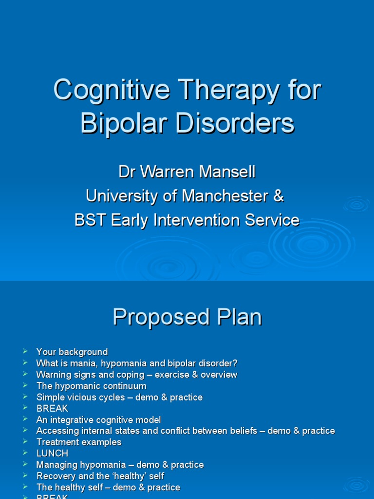 Cognitive Therapy For Bipolar Disorders | PDF | Mania | Bipolar Disorder