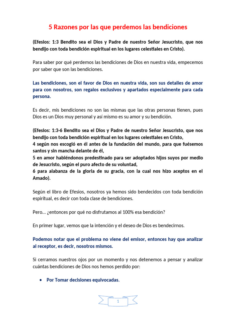 05 Cinco Razones Por Las Que Perdemos Las Bendiciones Face 05-02-25 ...