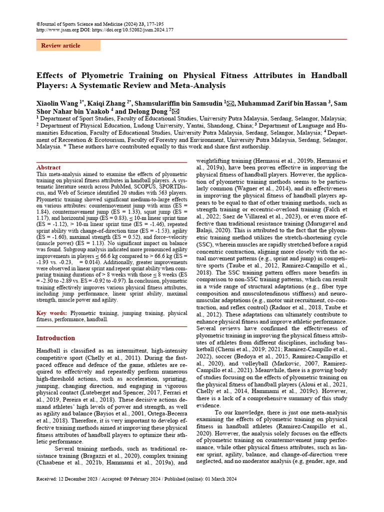 Effects of Plyometric Training On Physical Fitness Attributes in ...