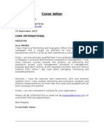 Cover Letter for Monitoring and Evaluation Officer Position