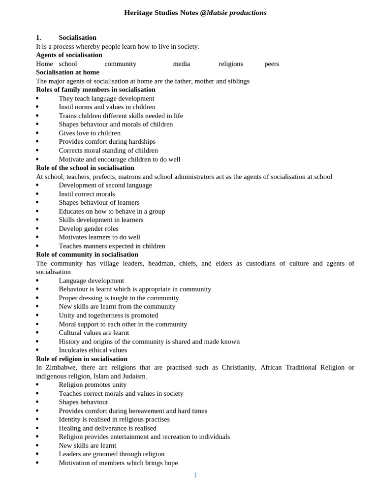 H S Notes | PDF | Socialization | Marriage