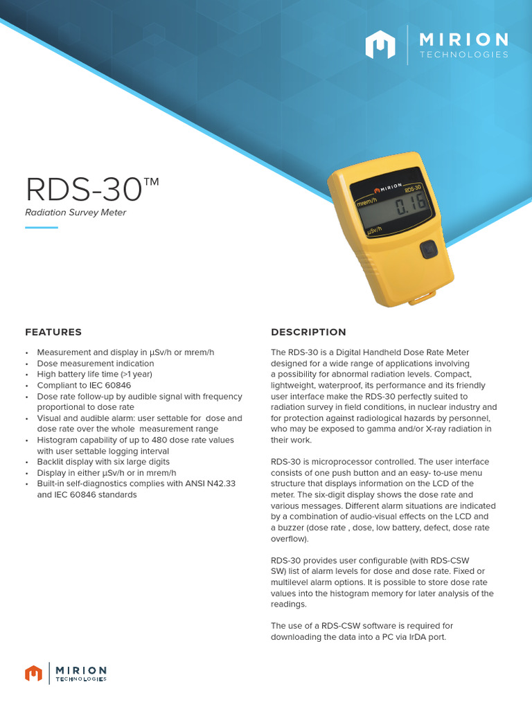 RDS-30 Radiation Survey Meter Overview | PDF | Ionizing Radiation ...