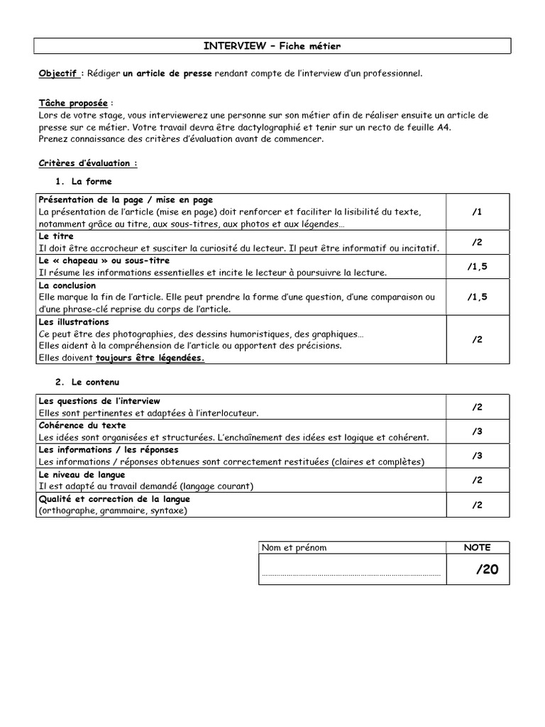 Interview d'un professionnel : guide pratique | PDF | Mise en page