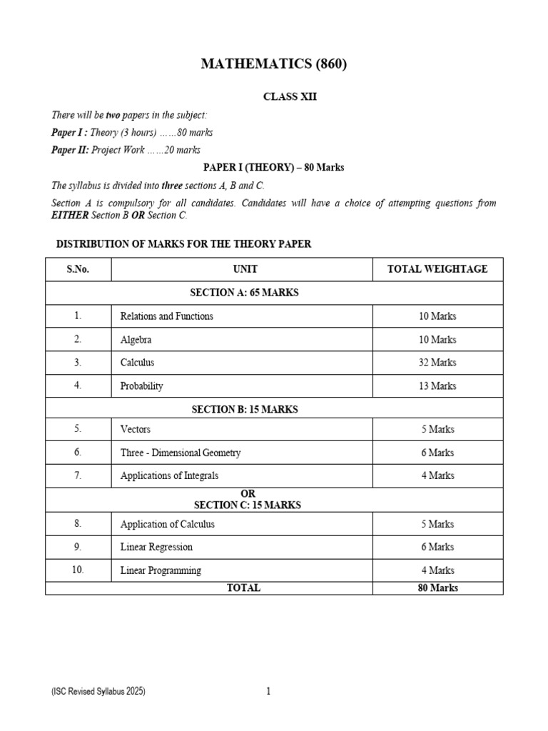 8.-ISC-Mathematics 040424 2025 | PDF | Line (Geometry) | Matrix ...