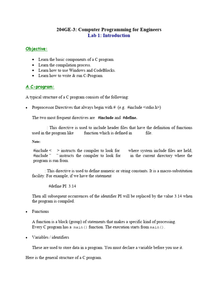 C Programming Basics for Engineers | PDF | Computer Program | Programming