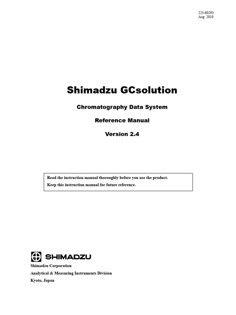 GCsolution Reference Manual 2.4 | PDF | Gas Chromatography | Software