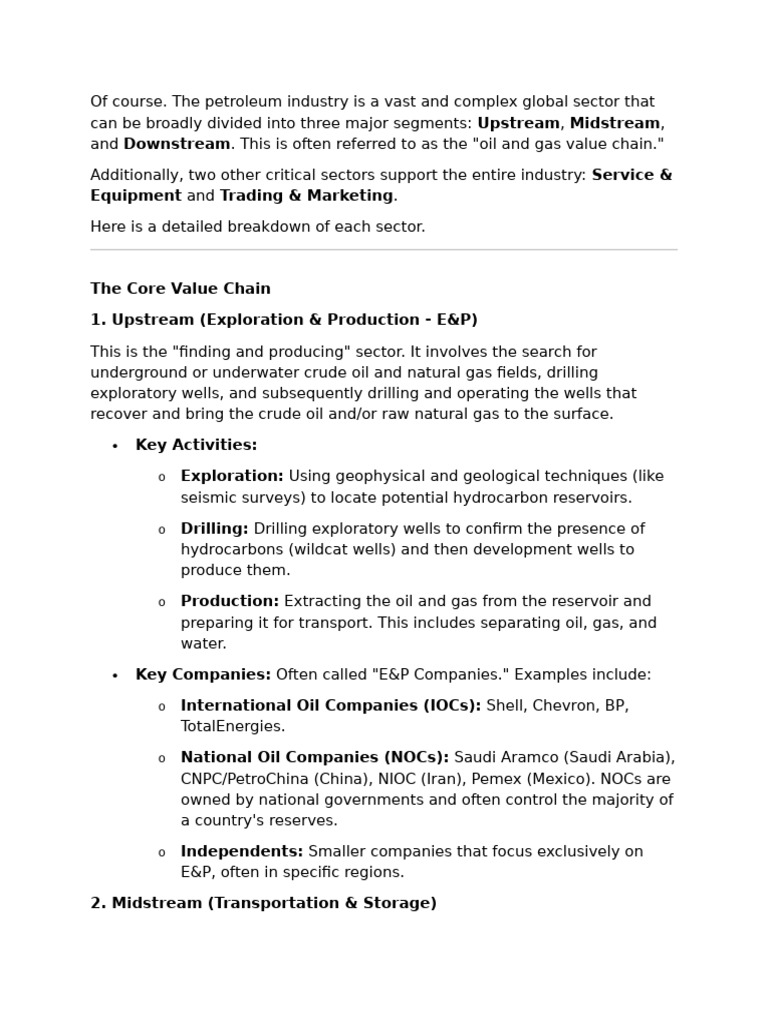 Overview of Petroleum Industry Sectors | PDF | Oil Refinery | Petroleum