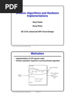 Division Algorithms and Hardware Implementations: Sherif Galal Dung Pham