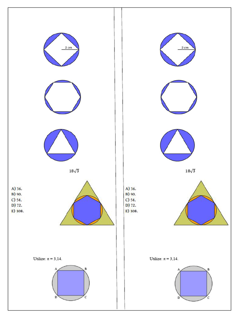 Exercícios sobre Figuras Inscritas e Circunscritas | PDF
