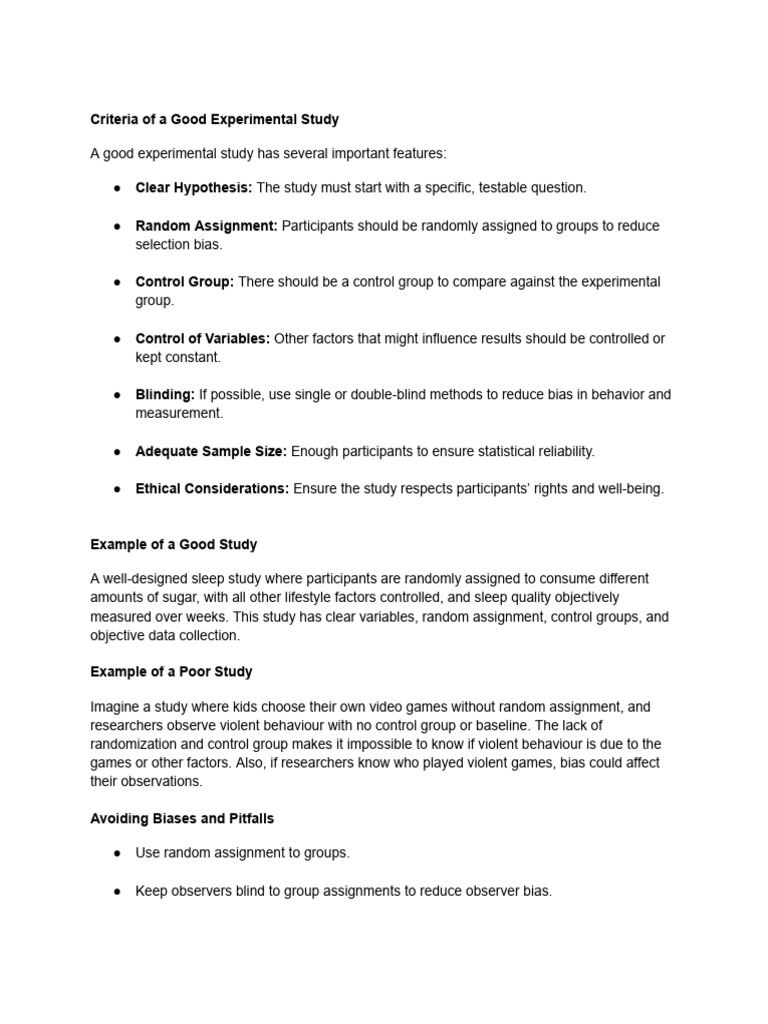 Key Features of Effective Experimental Studies | PDF | Experiment ...