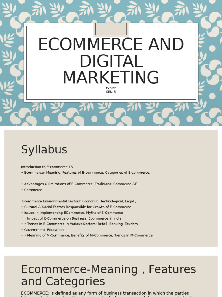 4e36a - Ecommerce and Digital Marketing Unit 1 | PDF | E Commerce ...