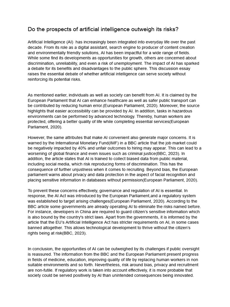 AI: Balancing Benefits and Risks | PDF | Artificial Intelligence ...