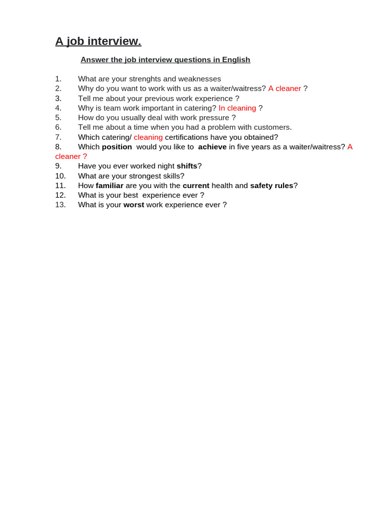 Essential Job Interview Questions Guide | PDF