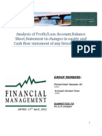 Analysis of Profit/Loss Account, Balance Sheet, Statement in Changes in Equity and Cash Flow Statement of Any Listed Company