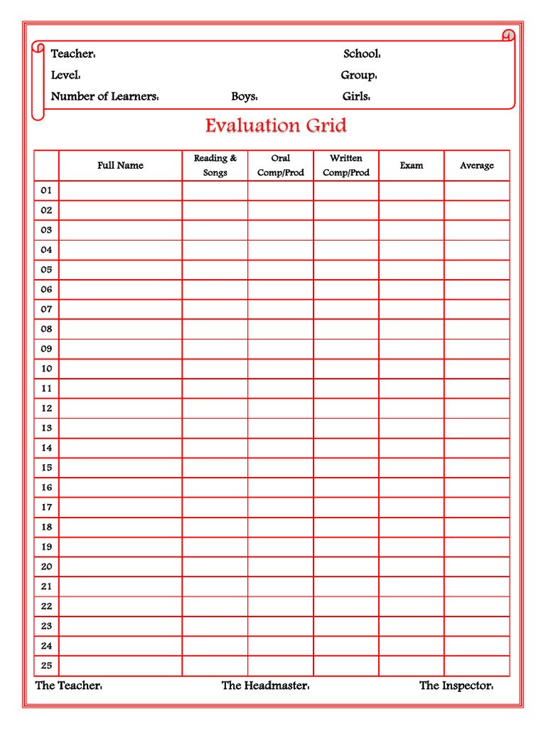 Evaluation Grid for Student Assessment | PDF